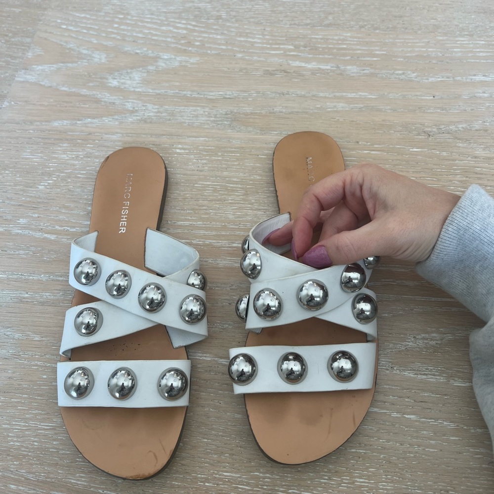 Marc Fisher Embellished flat sandals- size 6